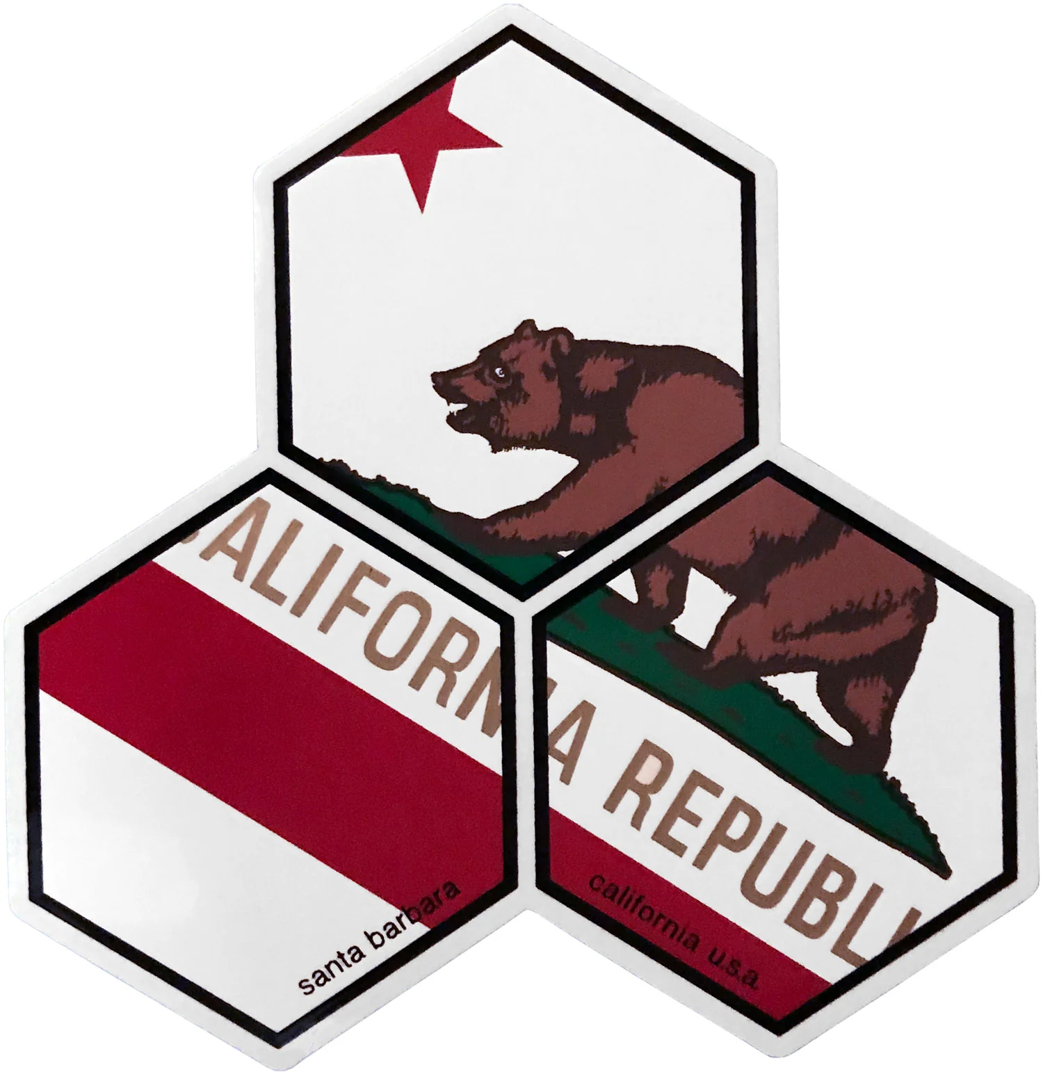 California Flag Large Hex 5 Pack